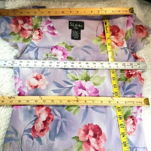 Vintage S.L Fashions Floral V-Neck Midi Dress Whimsy Flowy Femine Womans 10P.... - Picture 9 of 11